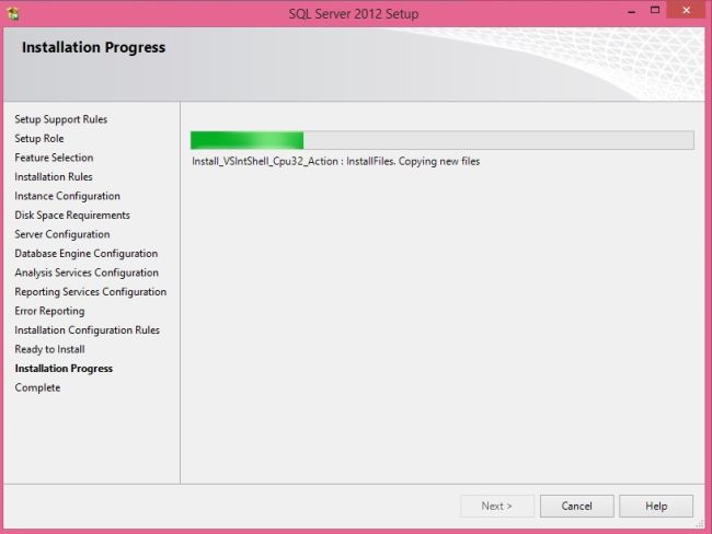 Installation Progress windows